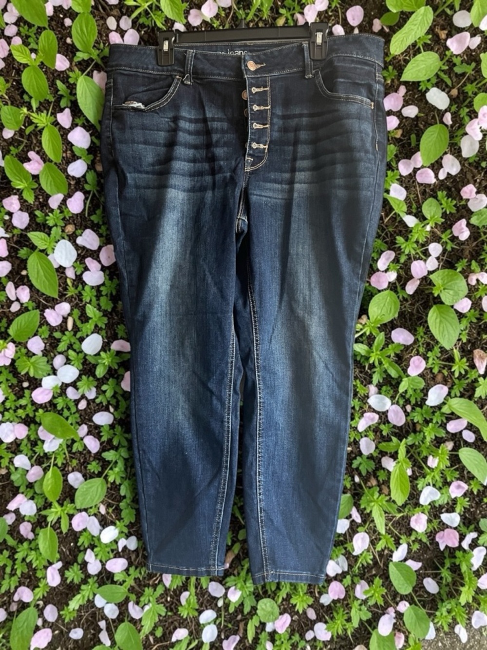 Maurices Dark Indigo Straight Leg Jeans with Button-Fly